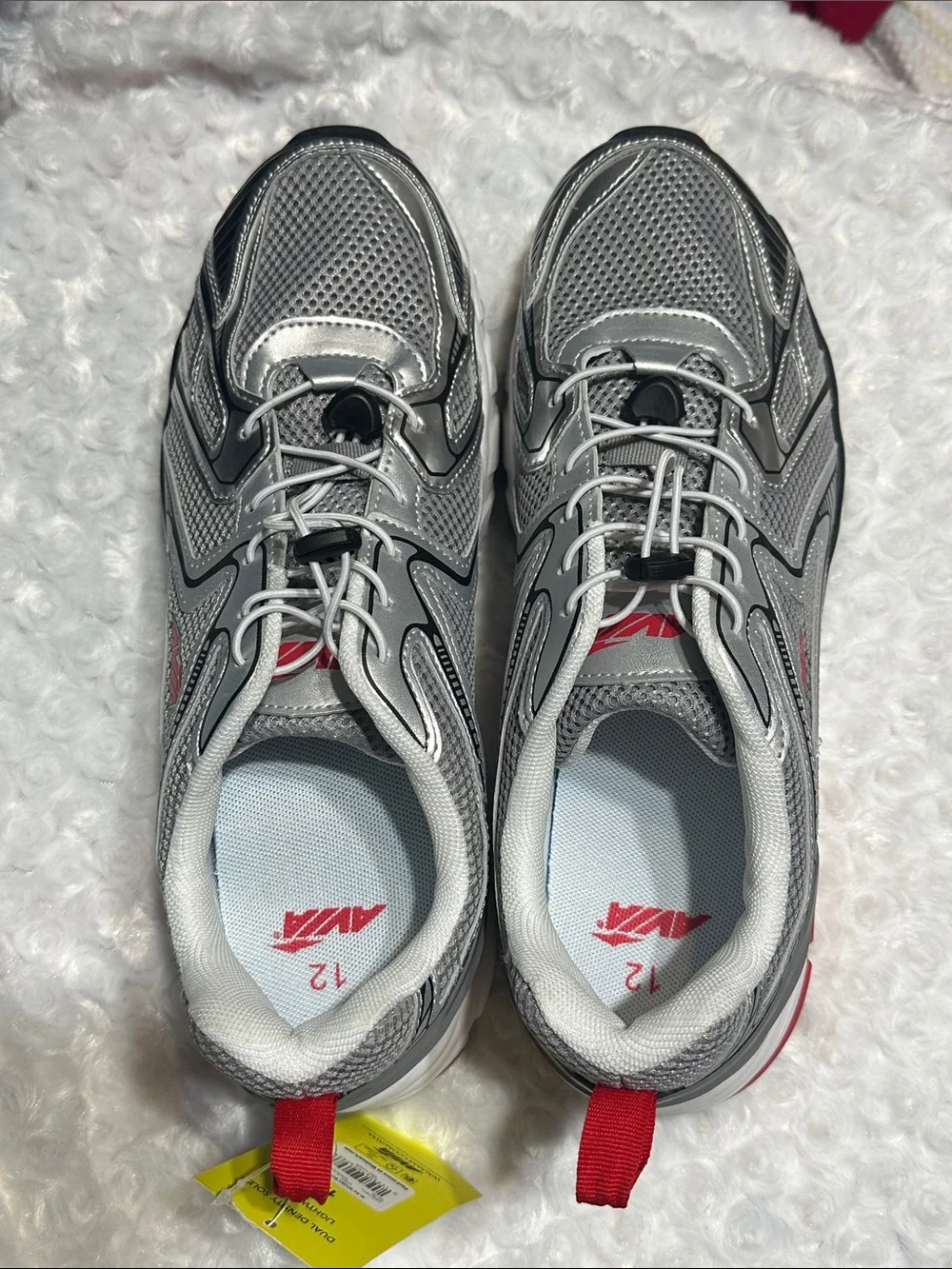 Avia Men’s Silver and Red Athletic Running Shoes